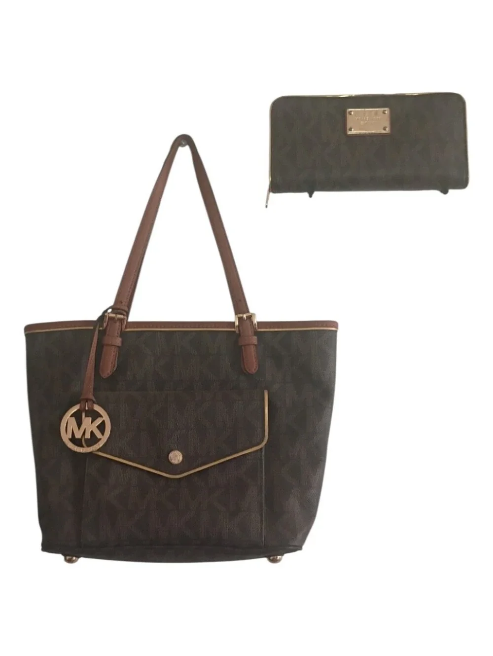 Michael Kors Jet Set Monogram Tote & Wallet Set + OEM Gift Box & Bag